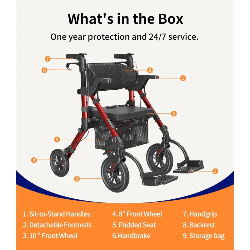 Z51 Shift Combo 2 In 1 Rollator - Transport Chair Walker Z51 Shift Combo 2 In 1 Rollator - Transport Chair Walker